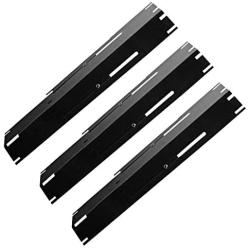 Gloryshine Heavy Duty Adjustable Porcelain Steel Heat Plate Shield, Heat Tent, Flavorizer Bar, Burner Cover, Flame Tamer for Gas Grill, Extends from 11.75'' up to 21'' L (3-Pack)