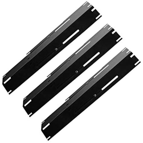 Gloryshine Heavy Duty Adjustable Porcelain Steel Heat Plate Shield, Heat Tent, Flavorizer Bar, Burner Cover, Flame Tamer for Gas Grill, Extends from 11.75'' up to 21'' L (3-Pack)