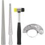 Lucwi Ring Mandrel Sizer Tool with Metal Mandrel Finger Sizing Measuring Stick, 27 Pcs Ring Sizer Guage Circle Models, Jewelry Sizer Tool and Rubber Jewelers Hammer