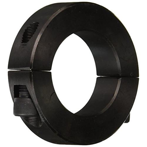 Climax Metal 2C-125 Steel Two-Piece Clamping Collar, Black Oxide Plating, 1-1/4'' Bore Size, 2-1/16'' OD, With 1/4-28 x 3/4 Set Screw, 1 Count