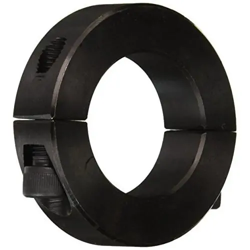 Climax Metal 2C-125 Steel Two-Piece Clamping Collar, Black Oxide Plating, 1-1/4'' Bore Size, 2-1/16'' OD, With 1/4-28 x 3/4 Set Screw, 1 Count