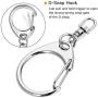 50 Pcs Key Ring with Chain, Maveek Silvery D Snap Hook Split Keychain Parts, Metal Key Ring Hardware with 8mm Open Jump Ring and Connector, Make Your Own Key Ring