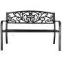 VINGLI 50'' Patio Park Garden Bench Outdoor Metal Benches,Cast Iron Steel Frame Chair Front Porch Path Yard Lawn Decor Deck Furniture for 2-3 Person Seat