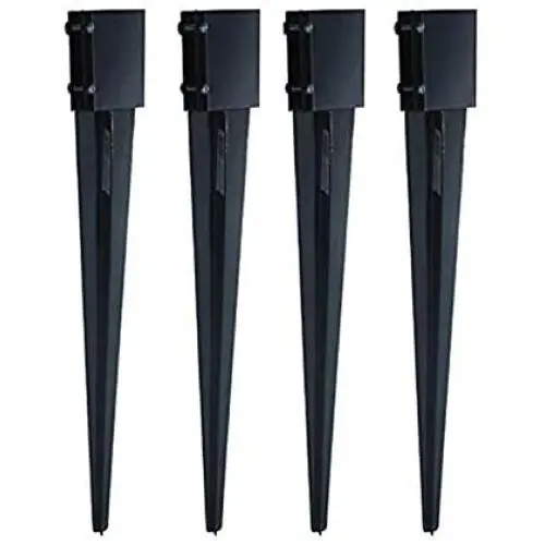 MTB Fence Post Anchor Ground Spike Metal Black Powder Coated 24 x 4 x 4 Inches Outer Diameter (Inner Diameter 3.5 x3.5 Inches), Pack of 4 MTB Fence Post Anchor Ground Spike Metal Black Powder Coated 24 x 4 x 4 Inches Outer Diameter (Inner Diameter 3.5 x3.5 Inches), Pack of 4