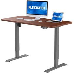 Flexispot Electric Standing Desk Height Adjustable Stand Up Desk with Memory Controller Ergonomic Workstation with Desktop 42 x 24 Inches Home Office (Gray Frame + Mahogany Top)