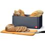 Bread Box with Bamboo Lid - Kensington London Countertop Metal Bread Bin Set with Wooden Chopping Board Top - Keeps Bread Fresher For Longer