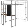 Metal Loft Bed Studio Loft Bunk Bed Over Desk and Bookcase with 2 Ladders,Twin Loft Bed for Dorm, Boys & Girls Teens Kids,Silver