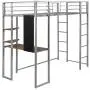 Metal Loft Bed Studio Loft Bunk Bed Over Desk and Bookcase with 2 Ladders,Twin Loft Bed for Dorm, Boys & Girls Teens Kids,Silver Metal Loft Bed Studio Loft Bunk Bed Over Desk and Bookcase with 2 Ladders,Twin Loft Bed for Dorm, Boys & Girls Teens Kids,Silver