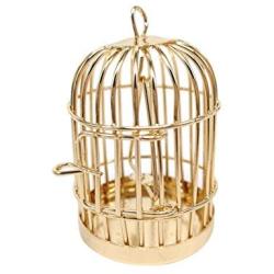 discountstore145 Doll House Accessory,Model Role Play Miniature Size Toy Eco-Friendly 1/12 Metal Bird Cage Funiture Accessory for Dolls House Golden