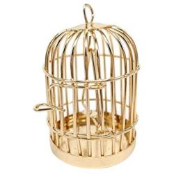 discountstore145 Doll House Accessory,Model Role Play Miniature Size Toy Eco-Friendly 1/12 Metal Bird Cage Funiture Accessory for Dolls House Golden