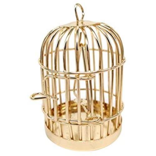 discountstore145 Doll House Accessory,Model Role Play Miniature Size Toy Eco-Friendly 1/12 Metal Bird Cage Funiture Accessory for Dolls House Golden