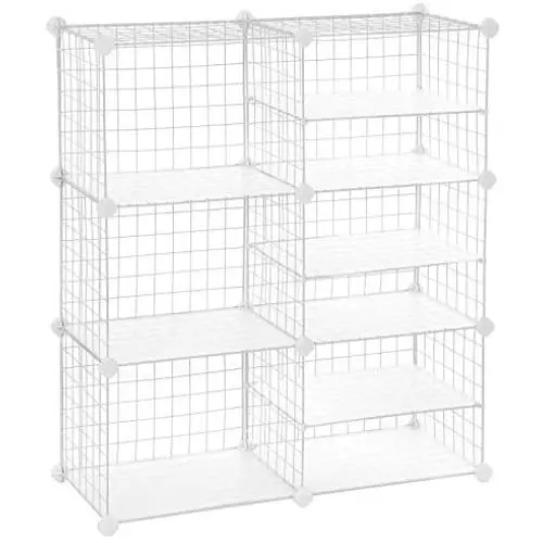 SONGMICS Cube Storage Unit, Interlocking Metal Wire Organizer with Divider, Modular Cabinet, Bookcase for Closet Bedroom Kid’s Room, Includes Rubber Mallet, 32.7 x 12.2 x 36.6 Inches, White ULPI36W SONGMICS Cube Storage Unit, Interlocking Metal Wire Organizer with Divider, Modular Cabinet, Bookcase for Closet Bedroom Kid’s Room, Includes Rubber Mallet, 32.7 x 12.2 x 36.6 Inches, White ULPI36W