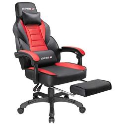 BOSSIN Racing Style Gaming Chair Computer Desk Chair with Footrest and Headrest Ergonomic Design Large Size High-Back E-Sports Chair PU Leather Swivel Game Office Chair Sillas Gaming(Red)