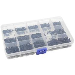 XLX 650PCS 13 Kinds M2 M2.3 M3 Black Sunk Head Self Tapping Screw Black Oxide Stainless Flat Cross Recessed Pan Head Screw Assortment Kit