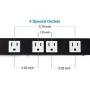 Opentron OT1046 Heavy Duty Metal Power Strip Surge Protector with Mounting Parts 4 Outlets 6 Feet Power Cord