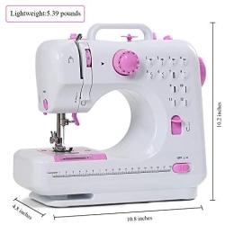 Sewing Machine Mini Portable Electric Portable Household Overlock 12 Built-in Stitches with Foot Pedal for Amateurs Beginners Embroidery Pink Safety