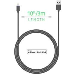 TalkWorks iPhone Charger Lightning Cable 10ft Long Heavy Duty Cord MFI Certified for Apple iPhone 12, 12 Pro/Max, 12 Mini, 11, 11 Pro/Max, XR, XS/Max, X, 8, 7, 6, 5, SE, iPad - Grey