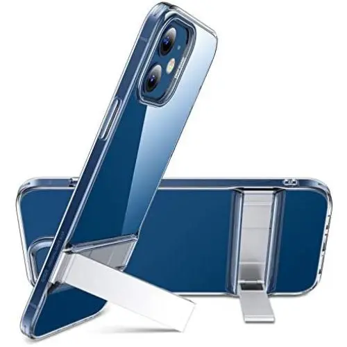 ESR Metal Kickstand Case Compatible with iPhone 12 Mini 5.4-Inch [Patented Two-Way Stand] [Reinforced Drop Protection] [Soft and Flexible Back] - Clear