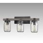 CLAXY Glass Mason Jar Wall Sconces Faux Distressed Metal 3 Light Bath Vanity Lights