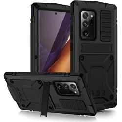 JINGANGYU Samsung Note 20 Ultra Metal Case with Screen Protector Military Rugged Heavy Duty Shockproof with Stand Camera Protector Full Cover case for Note 20 Ultra (Black)