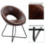 Duhome Modern PU Leather Accent Chairs Dining Chairs Arm Chair for Living Room Furniture Mid-Century Leisure Lounge Chairs with Black Metal Legs Industrial 1 PCS Dark Brown