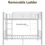 mecor Metal Bunk Bed Twin Over Twin - Sturdy Bed Frame with Safety Guard Rail & Removable Ladder - for Kids/Teens/Adults, Silver Grey