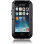 New Waterproof Shockproof Aluminum Gorilla Glass Metal Military Heavy Duty Armor Bumper Cover Case for Apple iPhone 5 5S Home Key +Fingerprint - Black