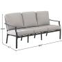 Amazon Brand - Ravenna Home Archer Steel-Framed Outdoor Patio Plush 3-Seater Sofa with Removable, Water-Resistant Cushions, 68.5''W, Gray