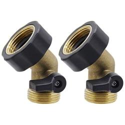 Twinkle Star 3/4'' Brass Shut Off Valve Gooseneck Garden Hose Connector, 2 Pack