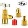 3 Pieces R134A Refrigerant Opening Valve 8401 Top Style Metal Can Tap 6015 Refrigerant Tank Vacuum Pump Adapter to R12 1/2 Female to 1/4 Male Flare 6014 Pump Adapter 1/4 Flare Female to 1/2 Male