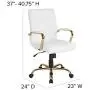 Flash Furniture Mid-Back White LeatherSoft Executive Swivel Office Chair with Gold Frame and Arms Flash Furniture Mid-Back White LeatherSoft Executive Swivel Office Chair with Gold Frame and Arms