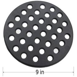 KAMaster Cast Iron Fire Grate for Big Green Egg 9'' Charcoal Fire Grate Fit for Large BGE Grill Round Charcoal Grate Grid High Heat Plate BBQ Bottom Parts Replacement Accessories