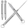 2 Pieces Keychain Titanium Telescopic toothpicks | Integrated Design Telescopic Toothpick with Titanium Protective Case Holder | Metal Pocket Toothpick Stainless Steel Toothpick