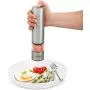 Electric Salt or Pepper Grinder - Battery Operated Ceramic Burr Peppermill Shaker - Automatic Stainless Steel Grinders - Mill With LED Light by Eparé Electric Salt or Pepper Grinder - Battery Operated Ceramic Burr Peppermill Shaker - Automatic Stainless Steel Grinders - Mill With LED Light by Eparé