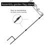 Garden Flag Stand Premium Garden Flag Holder Pole with Anti-Wind Clip Black Metal 38''Hx15.7''W Weather Proof Paint for Outdoor Garden Lawn without Flag