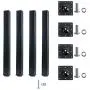 QLLY 20 inch Adjustable Metal Furniture Legs, Square Office Table Furniture Leg, Set of 4 (Black)