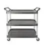Rubbermaid Commercial Products Heavy Duty 3-Shelf Rolling Service/Utility/Push Cart, 300 lbs. Capacity, Gray, for Foodservice/Restaurant/Cleaning (FG409100GRAY) Rubbermaid Commercial Products Heavy Duty 3-Shelf Rolling Service/Utility/Push Cart, 300 lbs. Capacity, Gray, for Foodservice/Restaurant/Cleaning (FG409100GRAY)