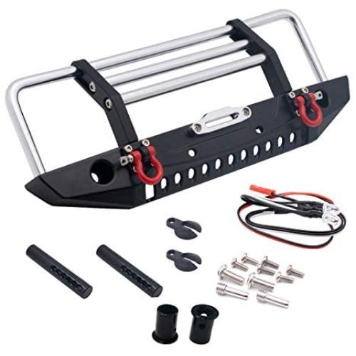 LCX Racing 1/10th RC Crawler Car Metal Bull Push Bar Front Bumper for TRX4 TRX-4 Axial SCX10 II 90046 Redcat Gen8 Scout II, Upgrades Parts Accessories