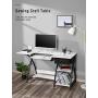 Sewing Craft Table, Sewing Machine Desk with Adjustable Folding Shelves and Storage Drawer, X Frame Sturdy Multipurpose Sewing Desk, White MDF, 57.1×23.6×29.9 inches