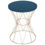 Kate and Laurel Mendel Round Metal End Table, Blue Top with Rose Gold Base