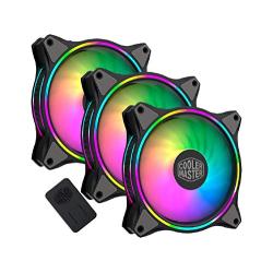 3-in-1 Cooler Master MasterFan MF120 Halo Duo-Ring Addressable RGB Lighting 120mm with Independently-Controlled LEDs, Absorbing Rubber Pads, PWM Static Pressure for Computer Case & Liquid Radiator