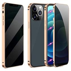 Magnetic Case for iPhone 7 Plus/8 Plus, Anti Peep Magnetic Double-Sided Privacy Screen Protector Clear Back Metal Bumper Antipeep Cases Anti Peeping 2 Sided Cover for iPhone 7 Plus/8 Plus-Gold