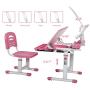 Diroan Kids Functional Desk and Chair Set, Height Adjustable Children School Study Desk with Tilt Desktop, Book Stand, LED Light, Metal Hook and Storage Drawer for Boys Girls (Pink)