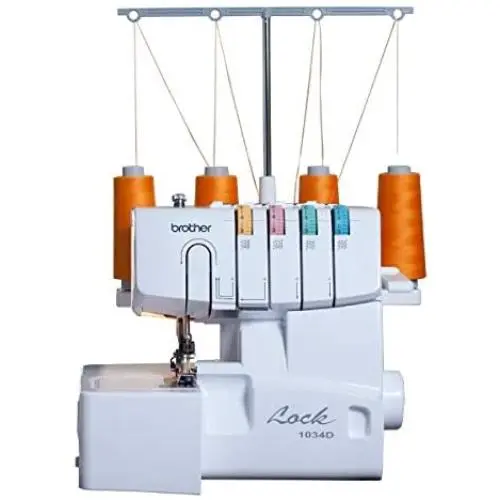 Brother 1034D Serger, Heavy-Duty Metal Frame Overlock Machine, 1,300 Stitches Per Minute, Removeable Trim Trap, 3 Included Accessory Feet Brother 1034D Serger, Heavy-Duty Metal Frame Overlock Machine, 1,300 Stitches Per Minute, Removeable Trim Trap, 3 Included Accessory Feet