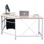 DlandHome L-Shaped Computer Desk 59 inches x 59 inches, Composite Wood and Metal, Home Office PC Laptop Study Workstation Corner Table with CPU Stand, Maple and White Legs, ZJ02-OW