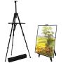 Artist Easel Stand,Extra Thick Aluminum Metal Tripod Display Easel 17 to 56 Inches Adjustable Height with Portable Bag for Floor/Table-Top Drawing and Displaying