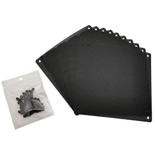 120mm PC Computer Case Fan Dust Filter Screen Dustproof Case Cover with Screws, Ultra Fine PVC Mesh, Black Color - 10 Pack