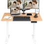 MONOMI Electric Height Adjustable Standing Desk, 55 x 28 inches Stand up Desk Workstation, Sit Stand Home Office Table (Light Oak Top/White Frame)