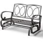 Giantex Loveseat Outdoor Patio Rocking Glider Cushioned 2 Seats Steel Frame Furniture (Beige)