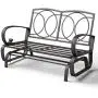Giantex Loveseat Outdoor Patio Rocking Glider Cushioned 2 Seats Steel Frame Furniture (Beige)
